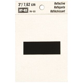 HY-KO RV-50/- Reflective Sign, Character -, 3 in H Character, Black Character