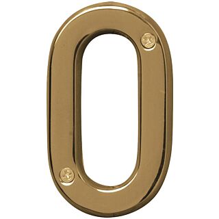 HY-KO Prestige BR-42PB/0 House Number, Character 0, 4 in H Character, Brass Character