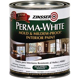 Zinsser® PERMA-WHITE® Eggshell Mold & Mildew-Proof Interior Paint, White, Quart