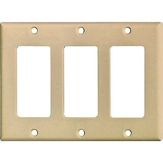 Eaton Cooper Wiring 2163 Series 2163V-BOX Standard-Size Wallplate, 3-Gang, Thermoset, Ivory