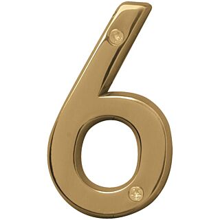 HY-KO Prestige BR-42PB/6 House Number, Character 6, 4 in H Character, Brass Character