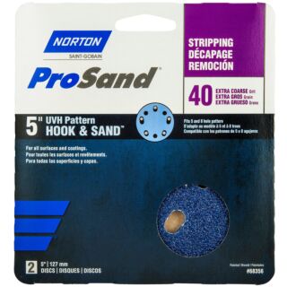 Norton 5 in. ProSand Hook & Sand Discs UVH Pattern 40 Grit, 2 Pack