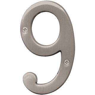HY-KO Prestige BR-43SN/9 House Number, Character 9, 4 in H Character, Nickel Character