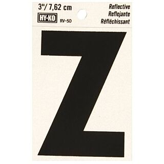 HY-KO RV-50/Z Reflective Letter, Character Z, 3 in H Character, Black Character