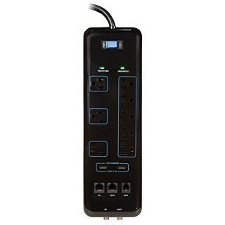 PowerZone OR503118 Surge Protector Power Strip, 125 V, 15 A, 8-Outlet, 3600 J Energy, Black