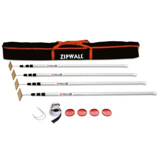 ZipWall® 12 Spring-Loaded Dust Barrier Poles w/ Bag, 4 Pack