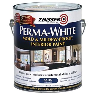 Zinsser® PERMA-WHITE® Satin Mold & Mildew-Proof Interior Paint, White, Gallon