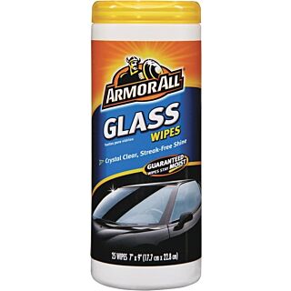 Armor All 10865-4 Glass Wipes, Clear, 25 Carton