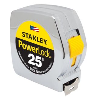 STANLEY 33-425 Measuring Tape, 25 ft L x 1 in W Blade, Steel Blade, Chrome
