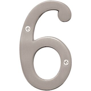 HY-KO Prestige BR-43SN/6 House Number, Character 6, 4 in H Character, Nickel Character