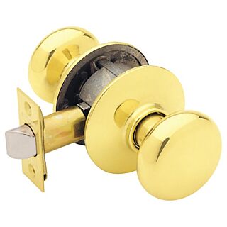 Schlage Plymouth F10VPLY605 Hall and Closet Lock Passage Knob, 1-3/8 to 1-3/4 in Thick Door, Metal, Brass